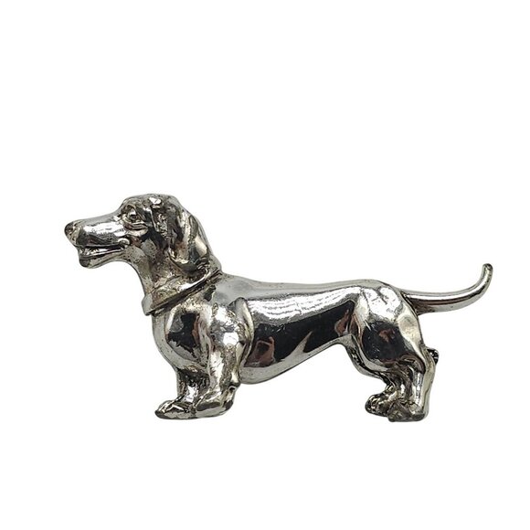 Silver Tone Dachshund Dog Pin Brooch Vintage - Picture 1 of 5